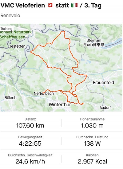 Routenkarte und Informationen zum dritten Tag