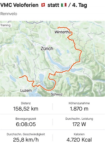 Routenkarte und Informationen zum vierten Tag