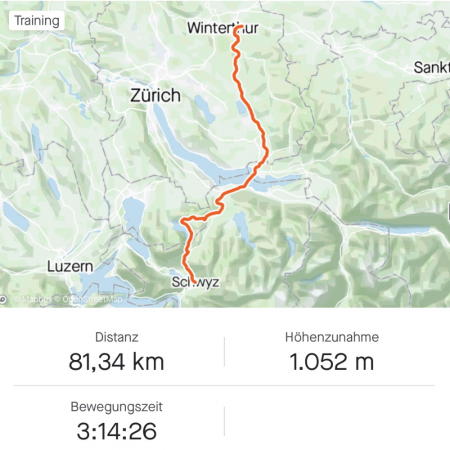 Landkarte mit der Strecke des zweiten Tages