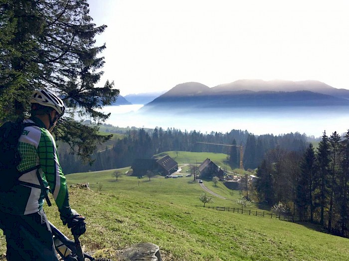 Tolle Aussicht auf des Nebelmeer über dem Ägerisee